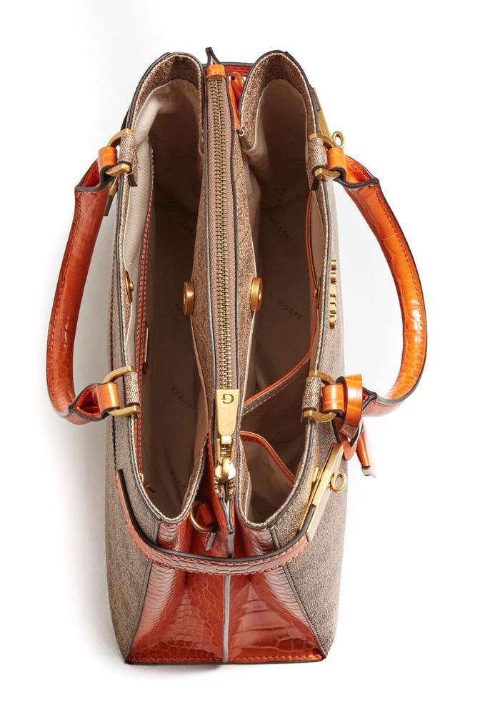 оригинальная сумка GUESS zadie logo girlfriend satchel caramel orange