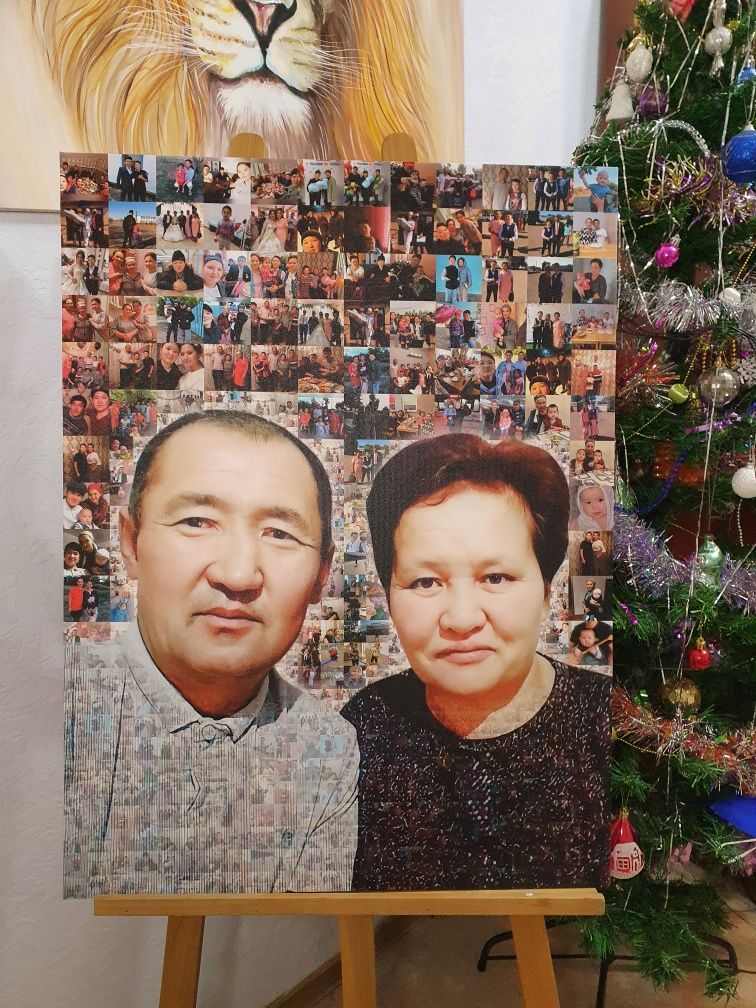 Фотомозайка на холсте. Подарок. Фотомозаика