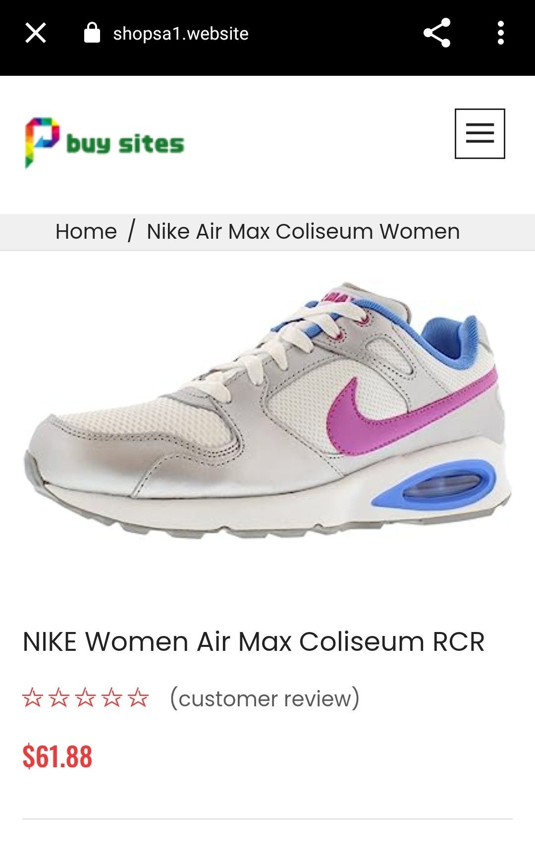Белые низкие женские кроссовки NIKE Air Max Coliseum RCR 24.5 см 38 р.