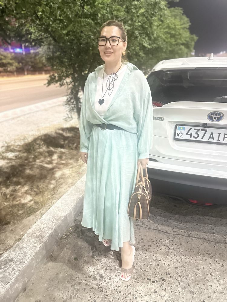 Двойка юбка и рубашка ментол цвет