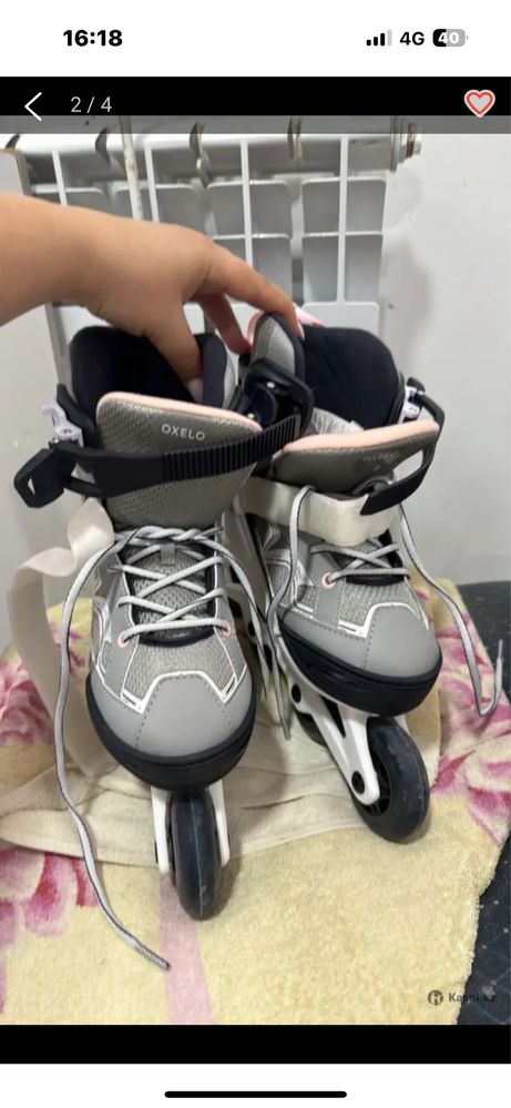 Роликовые коньки Decathlon Oxelo FIT 3 серые размер 35-38