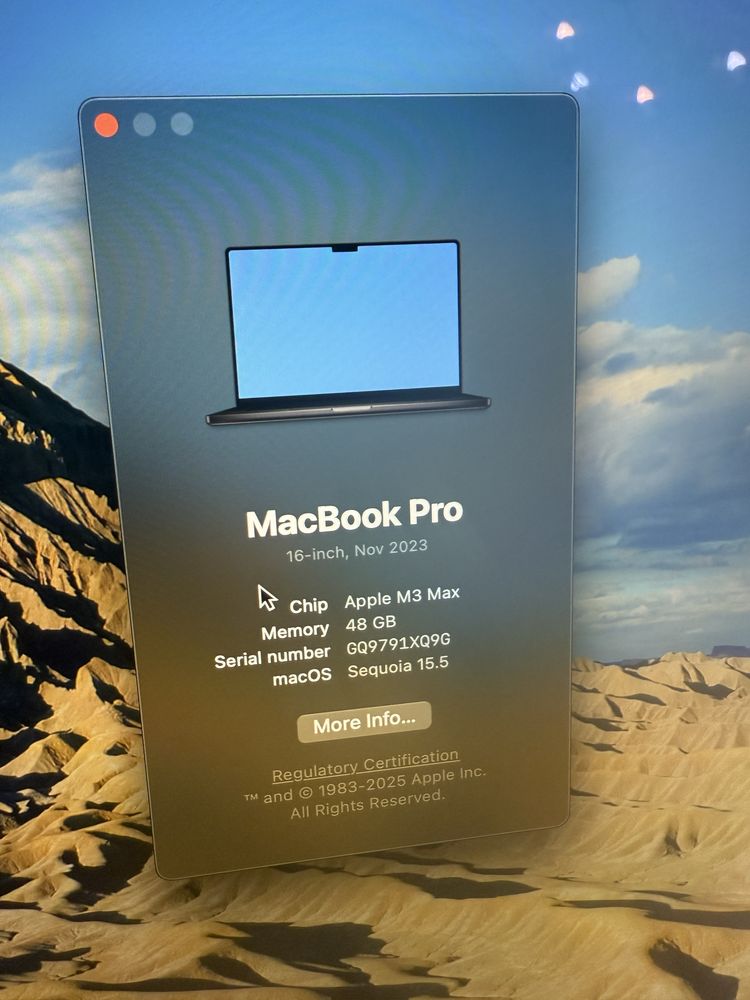 Macbook Pro 16 (20 циклов) M3 Max 40 GPU 48gb Ram 1tb SSD