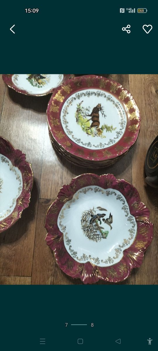 Продам сервиз столовый под Мадонну бу, , Королевская охота.
