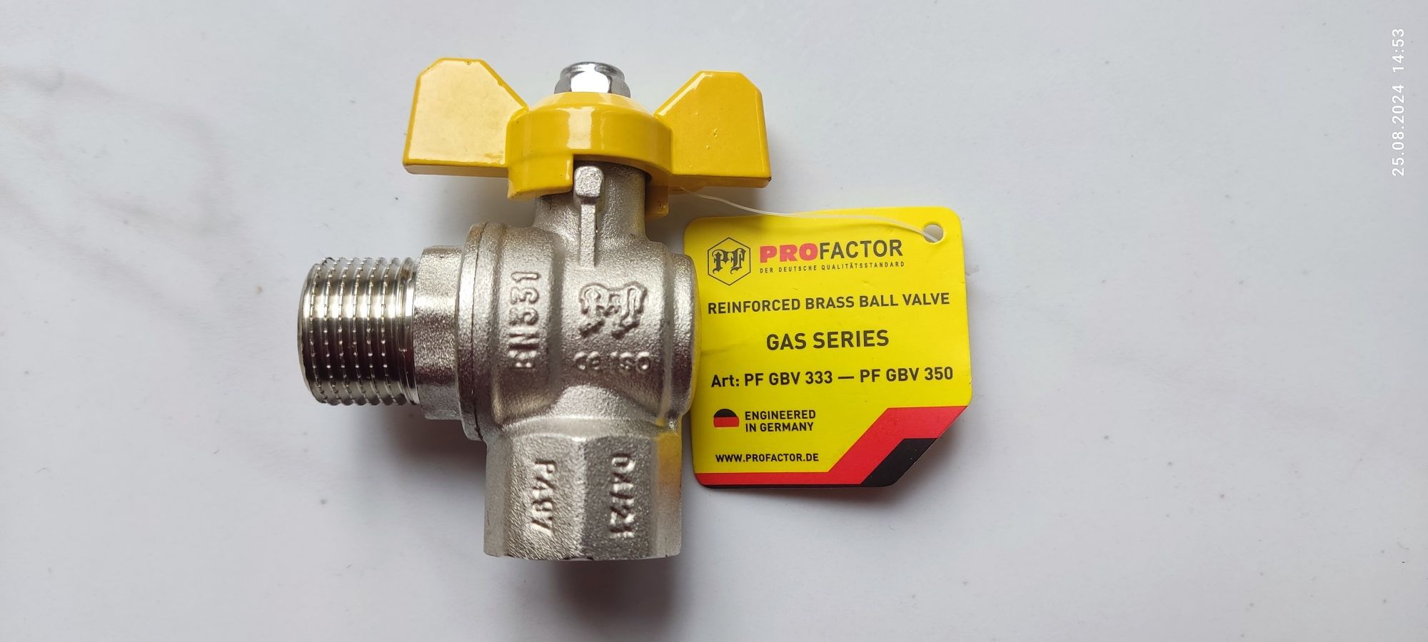 Кран газовый угловой шаровый  1/2" ш/ш бабочка