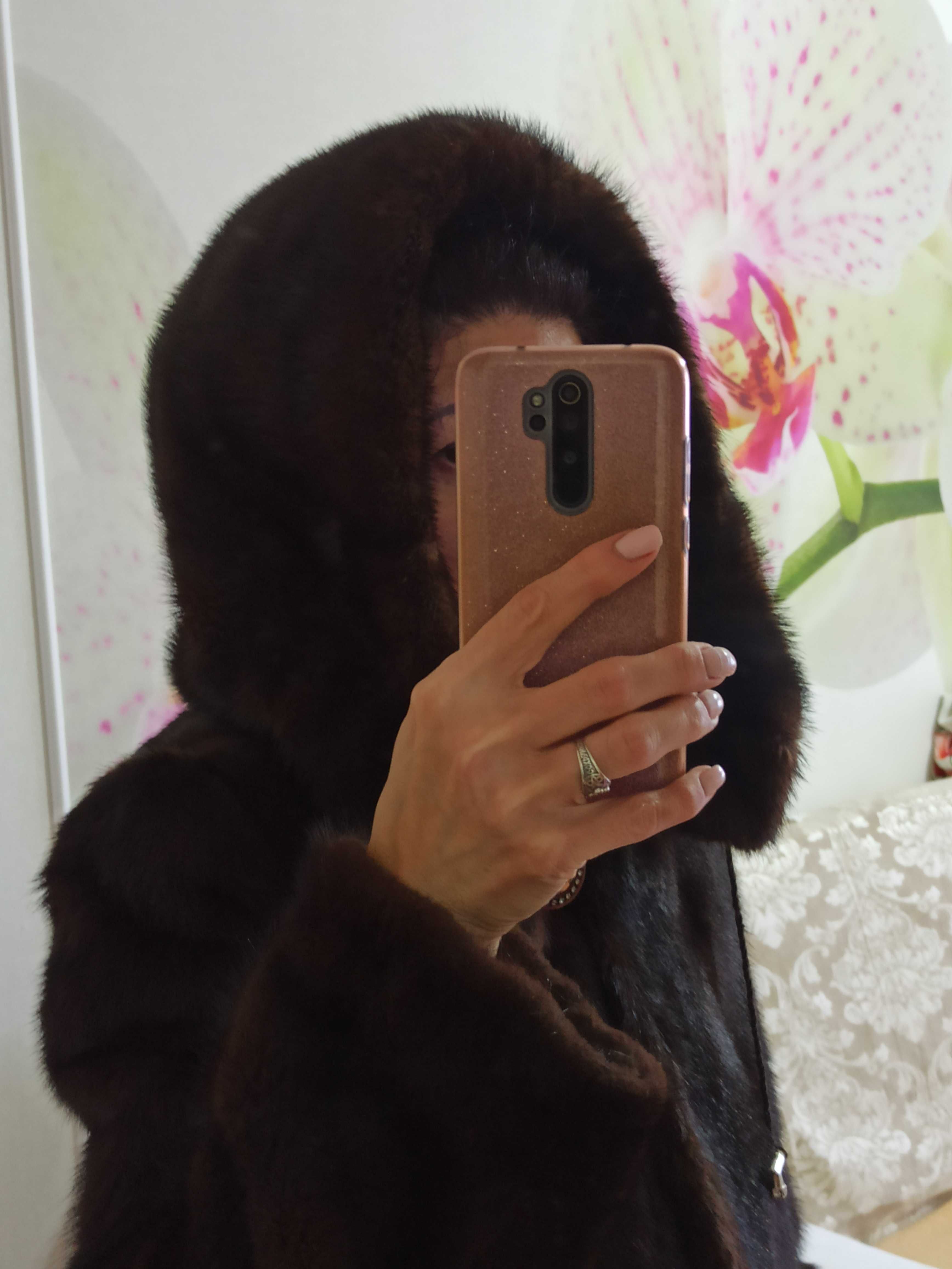 Норковая шуба коричневый цвет