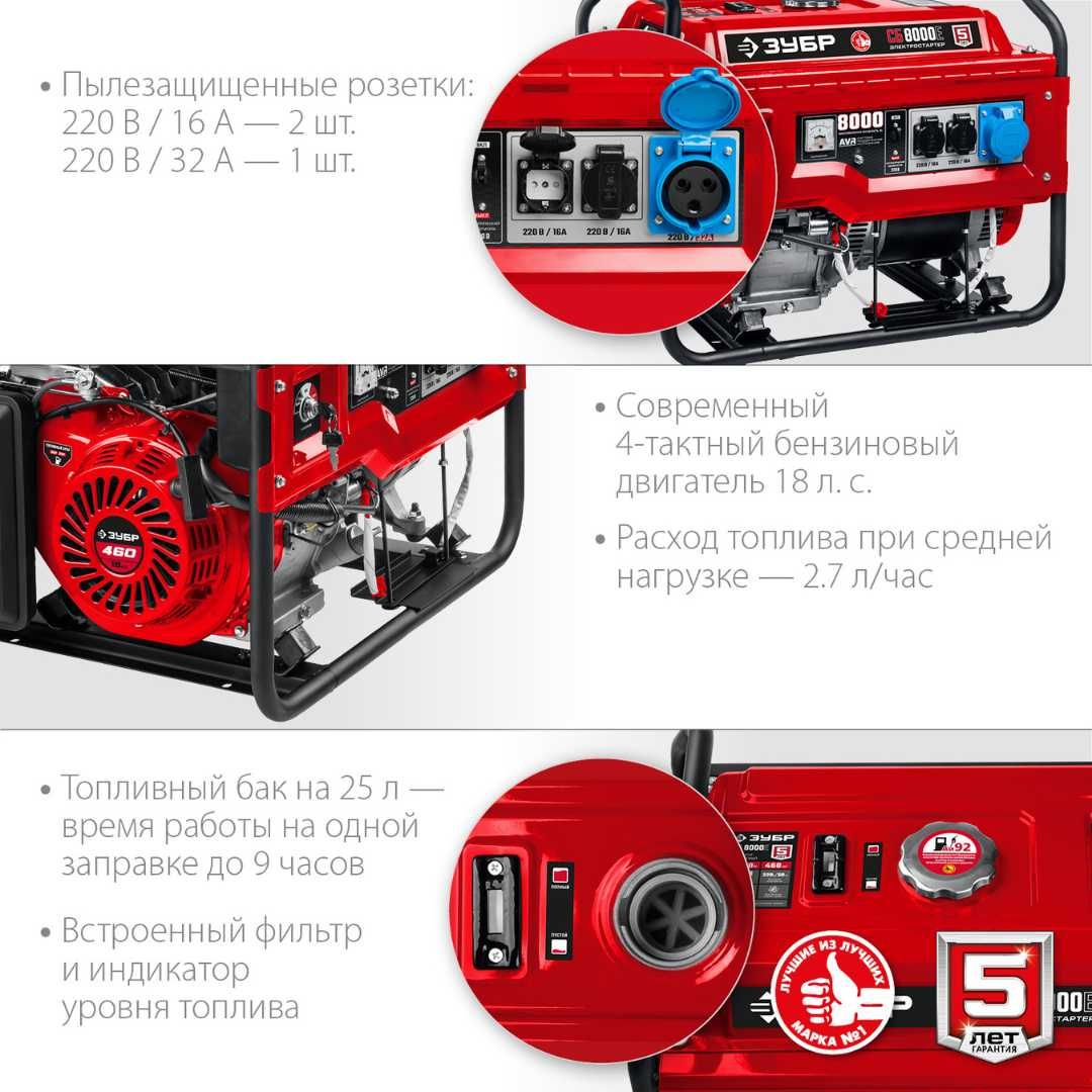 бензиновый генератор с электростартером (СБ-8000Е-3) 8000 Вт,380/220В,