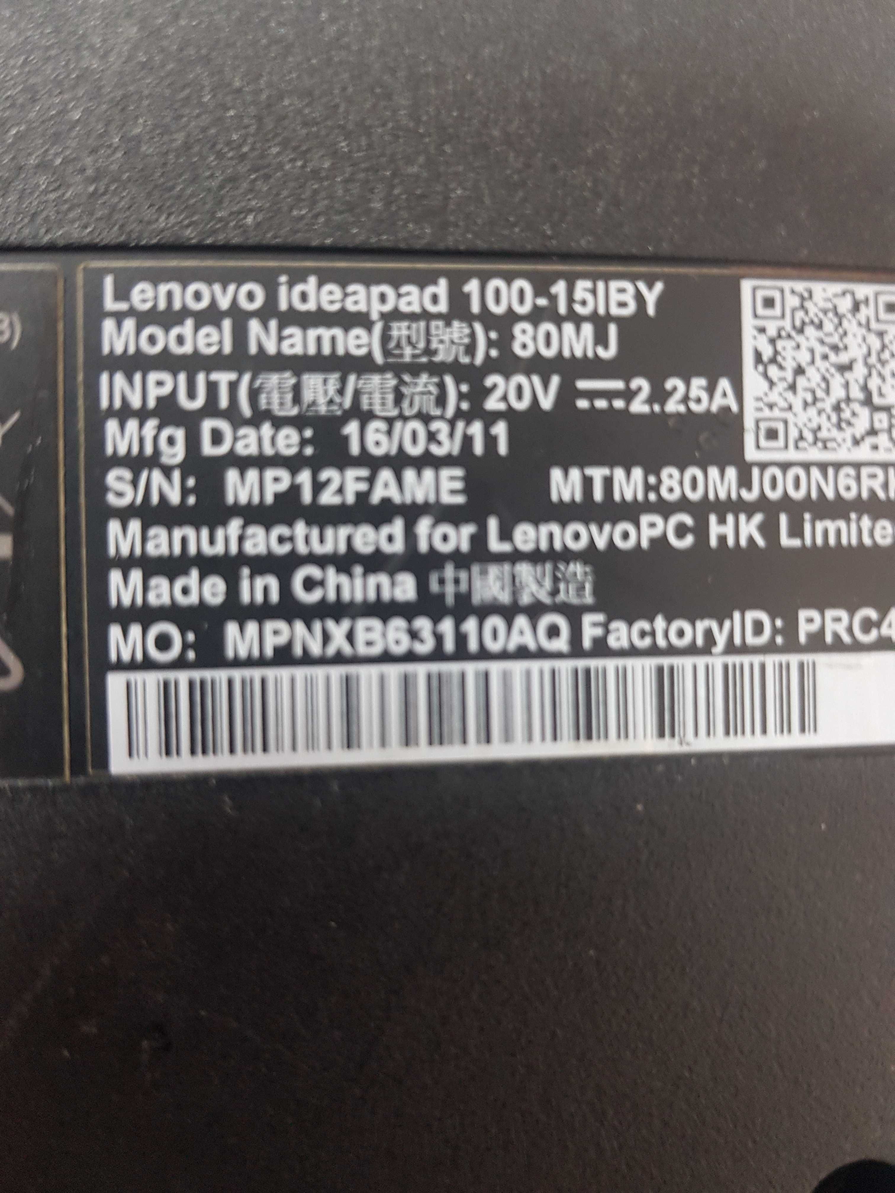 Ноутбук Lenovo Ideapad 100-15 IBY  80 M (на запчасти)
