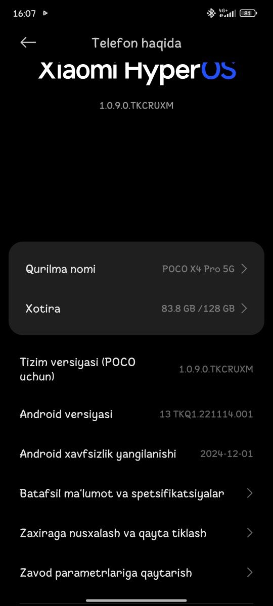 Poco x4 pro 5g 128g