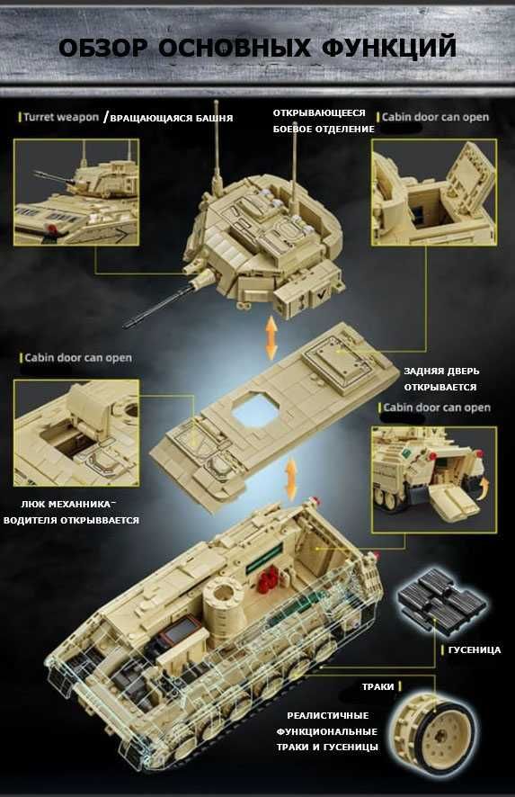 Конструкторы 12GO военная техника танк абрамс, армата, БМП Бредли