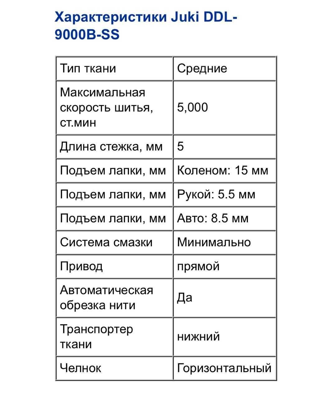 Швейная машинка
JUKI DDL-9000B