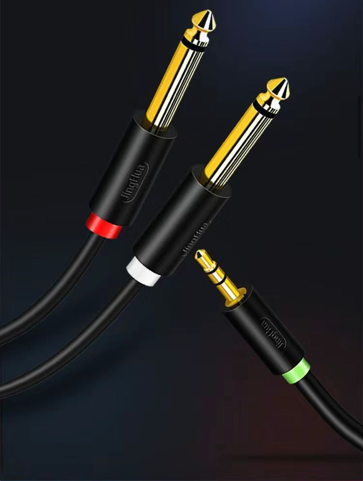 Аудио кабель aux 3.5 на 2 Jack 6.3.  Шнур Аукс 1,5 и 3 метра