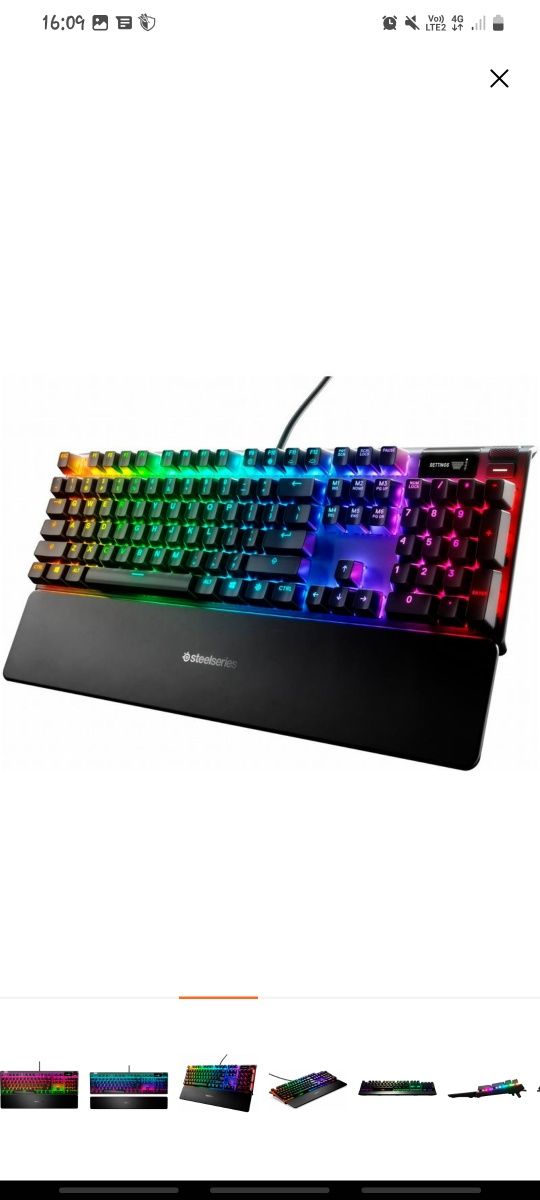 Клавиатура игровая проводная USB SteelSeries Apex 7 RGB, QX2 Blue