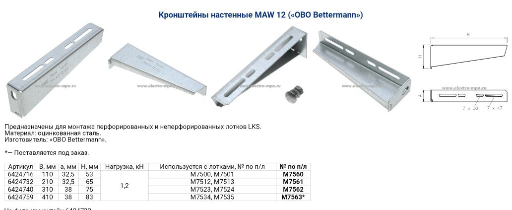 Кронштейн настенный оцинковка 20см