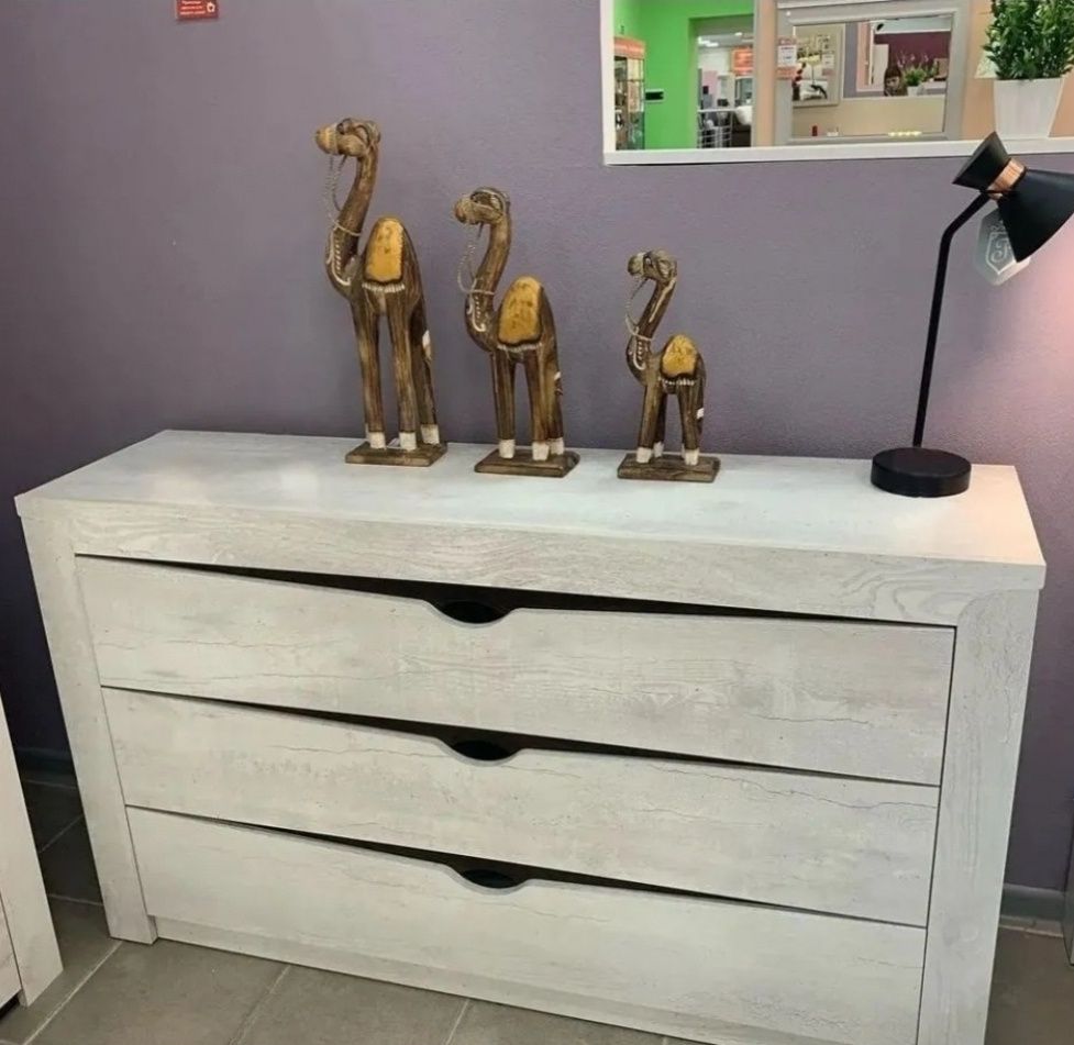 Комод с зеркалом Олмеко Лючия , 137.2x38x78.4cм, ЛДСП, белый