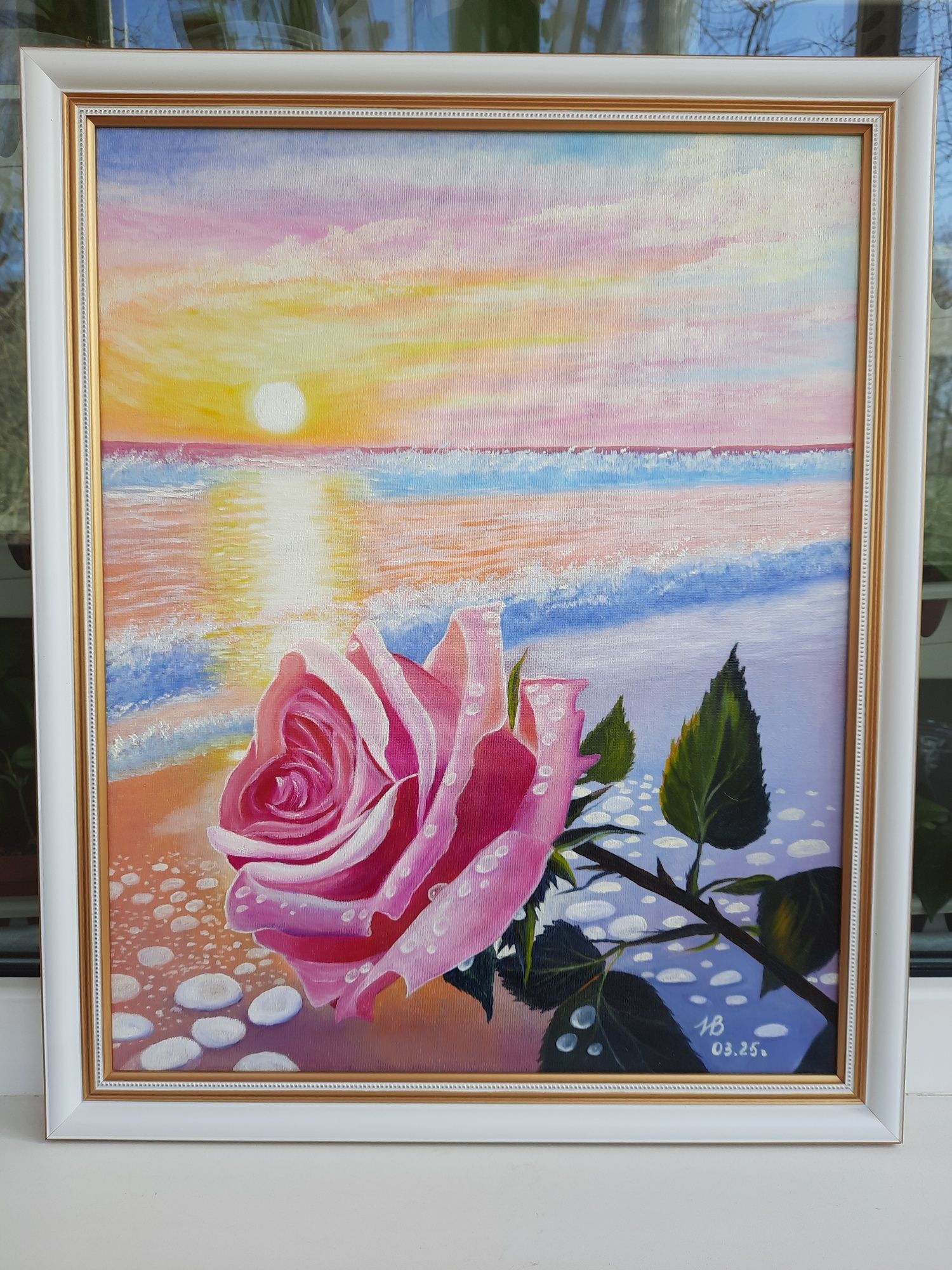 Картина, Роза на берегу, холст, масло, 45х55см,