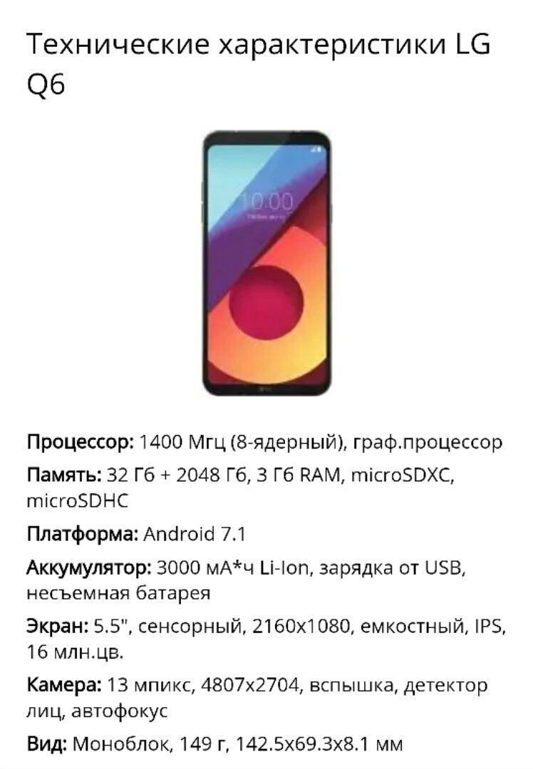 Реализуется LG Q6 alfa