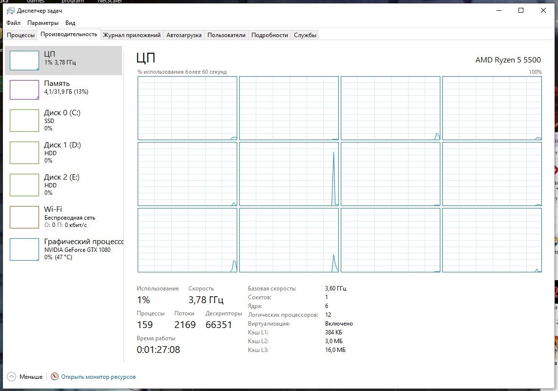 Ryzen 5500, GTX1080, DDR4 32х2Gb, SSD 500 Gb