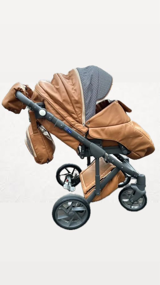 Срочно продам Коляску Adamex Bebe Marconi 3 в 1 оранжево-серая