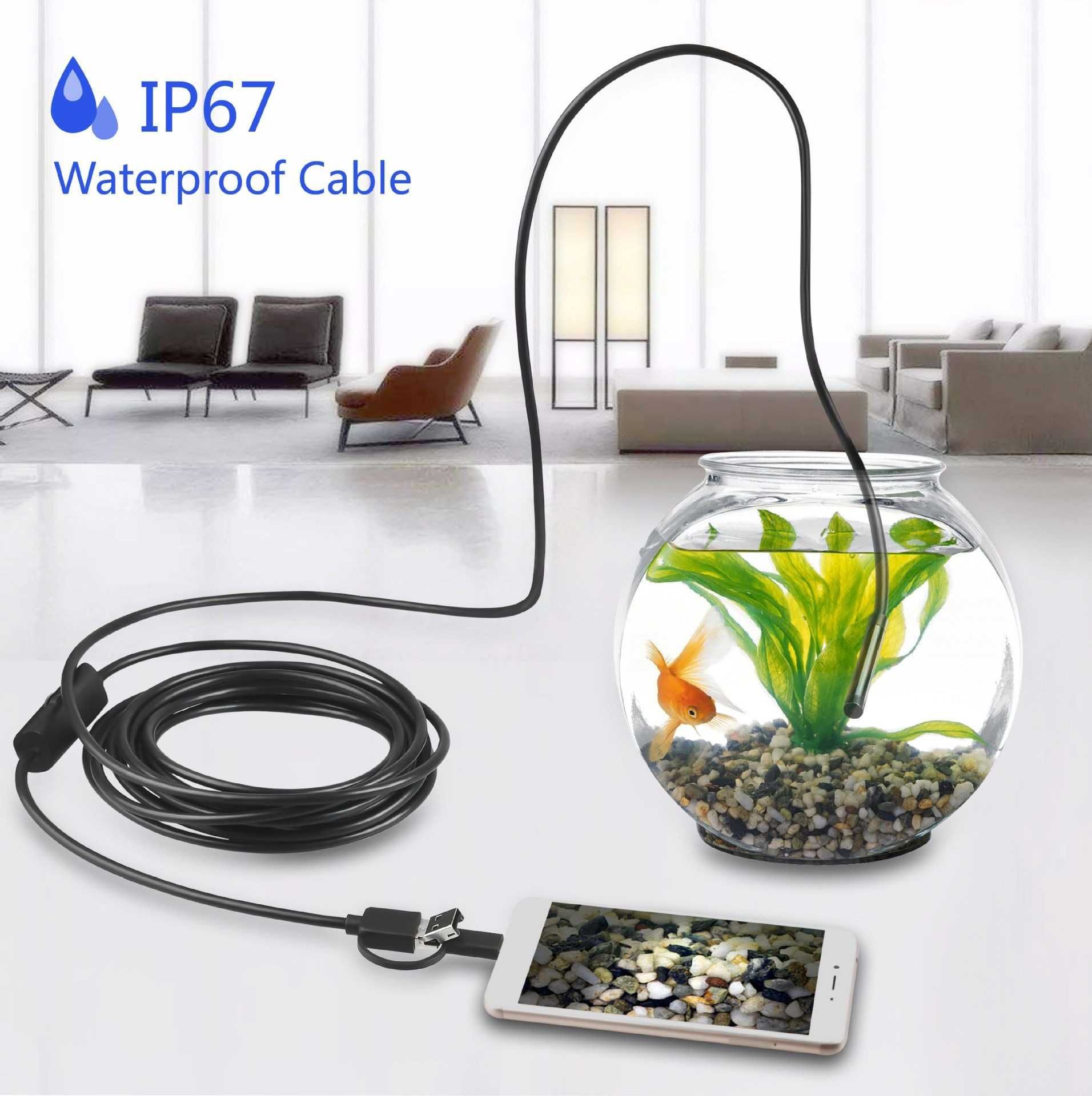 Эндоскоп для смартфонов и PC камера 1080P HD жесткий кабель 3,5м