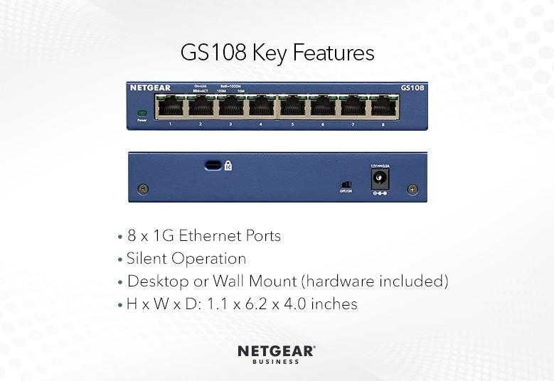 8-портовый гигабитный свитч Netgear GS108 8-port Gigabit Switch