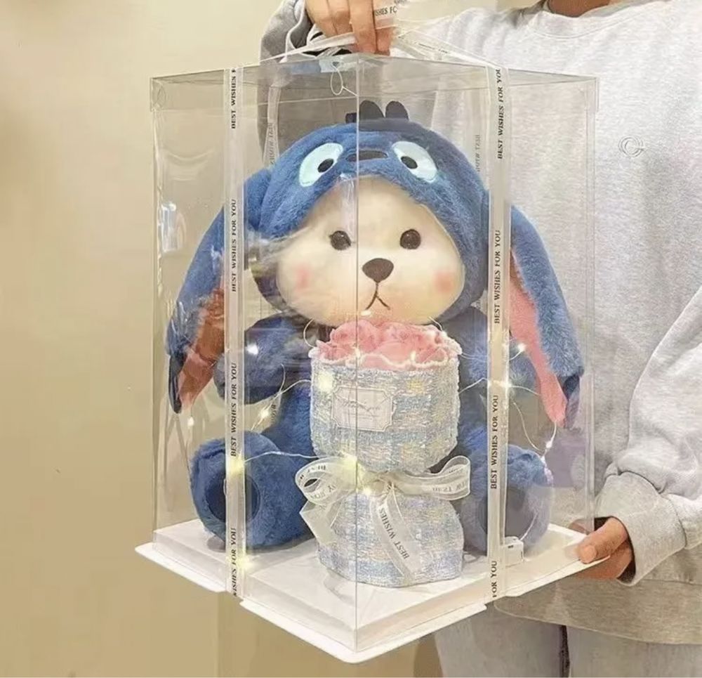 Мишка стич с капюшоном 30 см