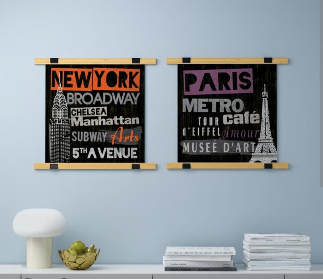 Комплект настенных картин "Paris — London — New York" в стиле IKEA