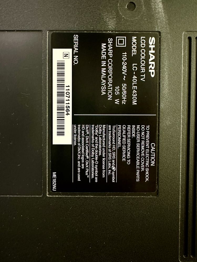 Продается LCD телевизор SHARP AQUOS LC-40LE430M