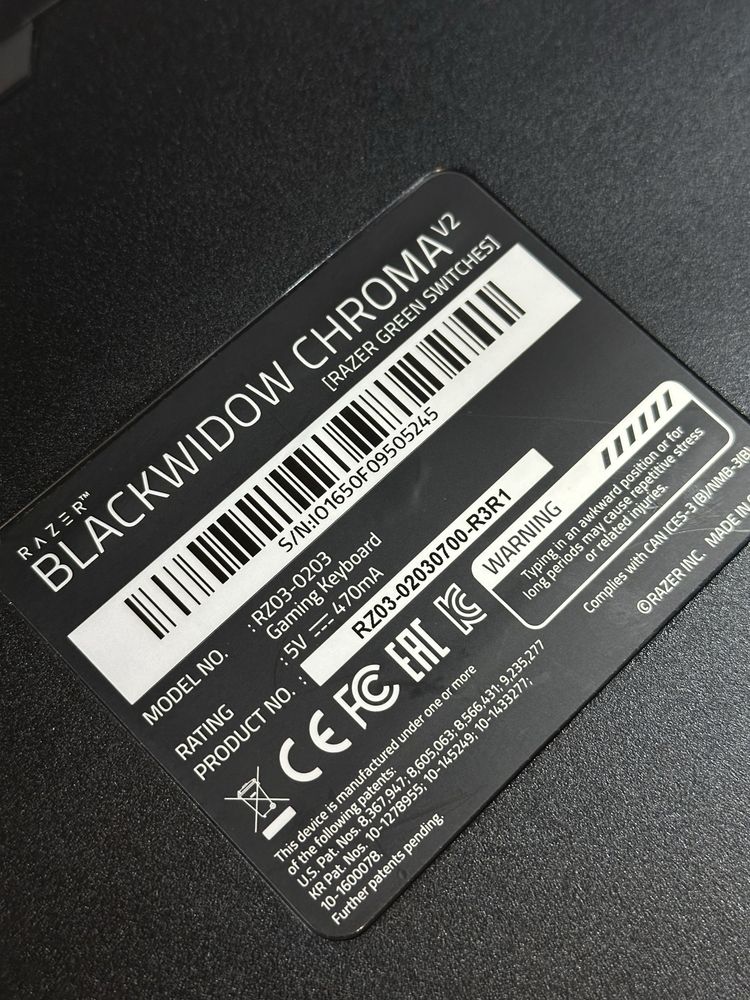 Клавиатура Razer BlackWidow Chroma V2 (Green switch)