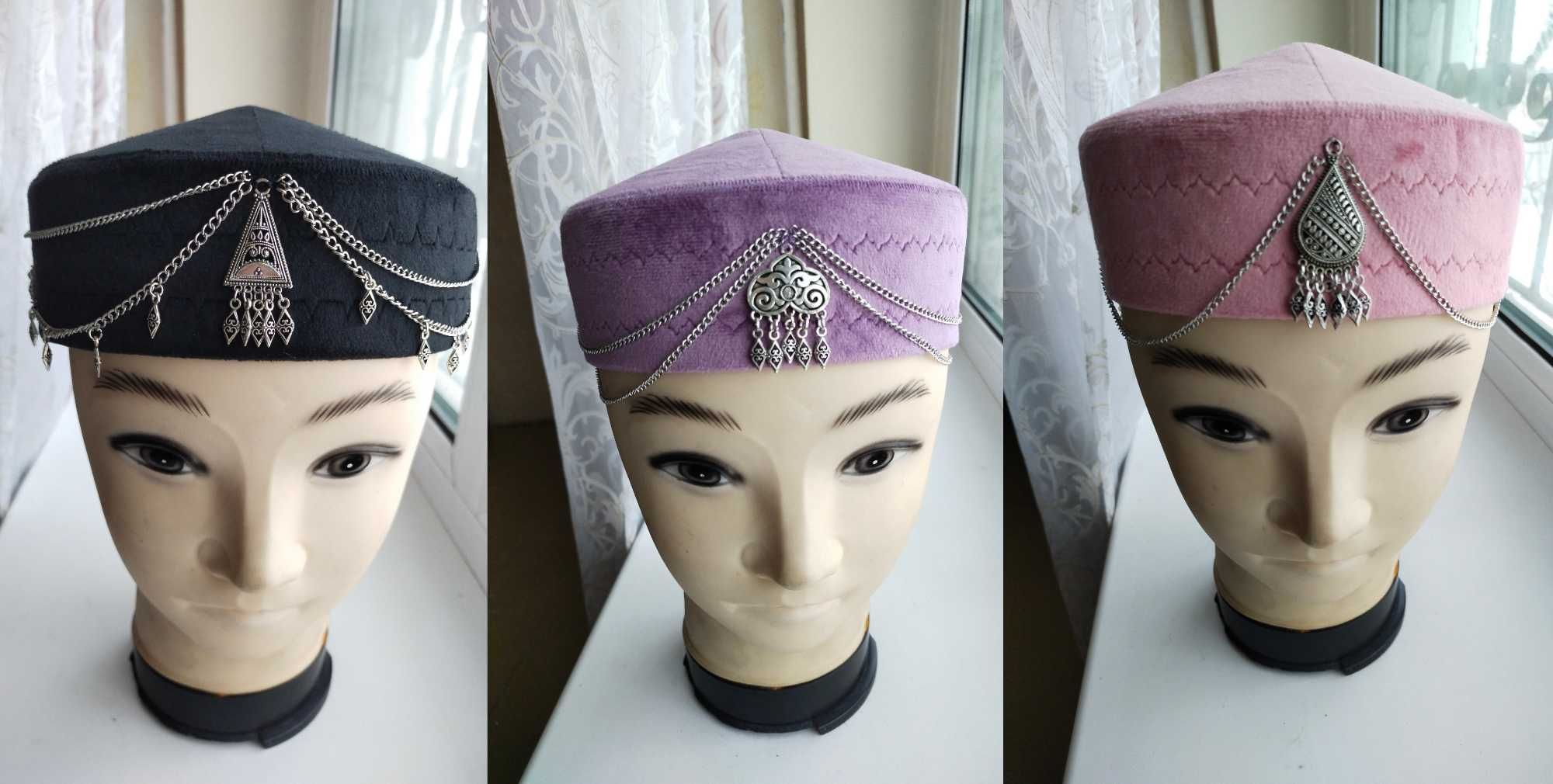 Тюбетейка из велюра украшенная