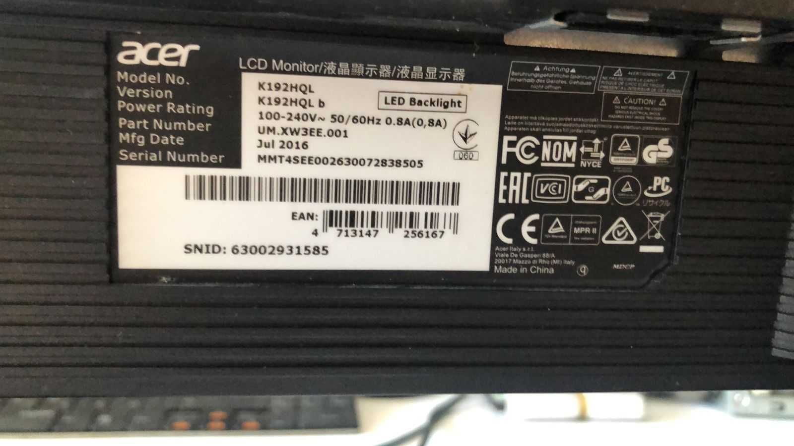 Монитор Acer K192HQL Писать звонить! Здесь не читаю