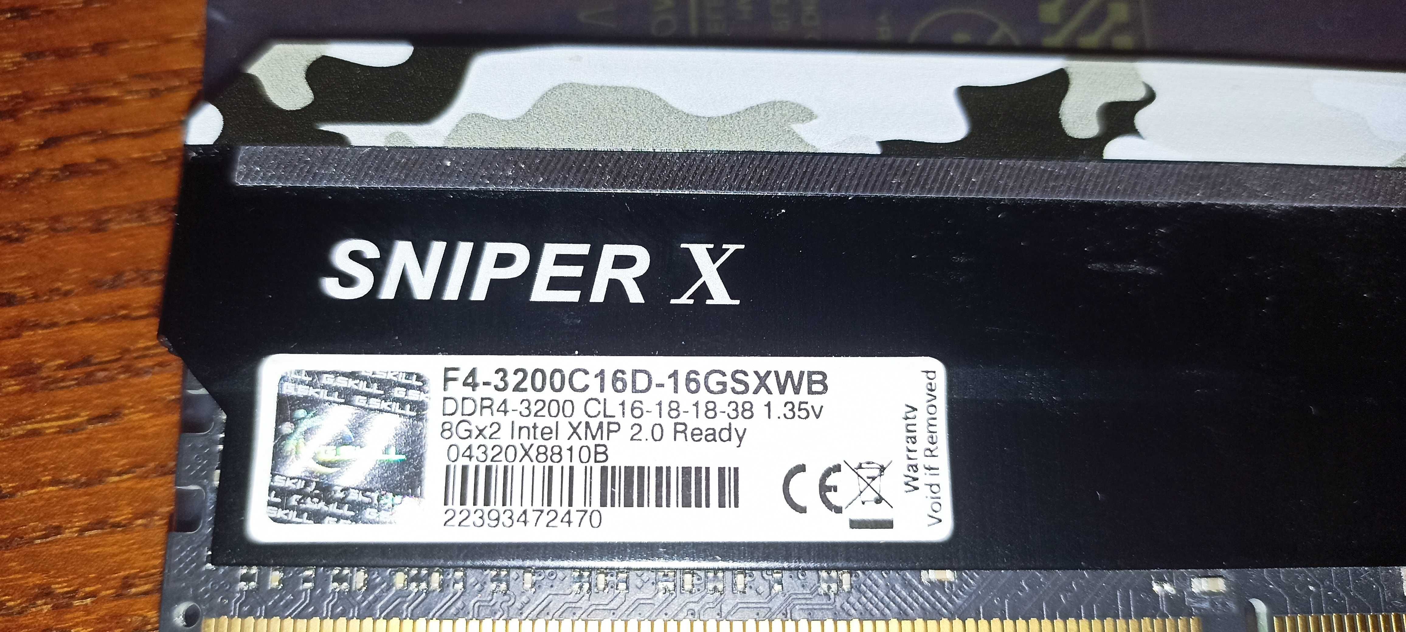 DDR-4 DIMM 16Gb/3200MHz PC25600 G.SKILL Sniper X, 2x8 kit