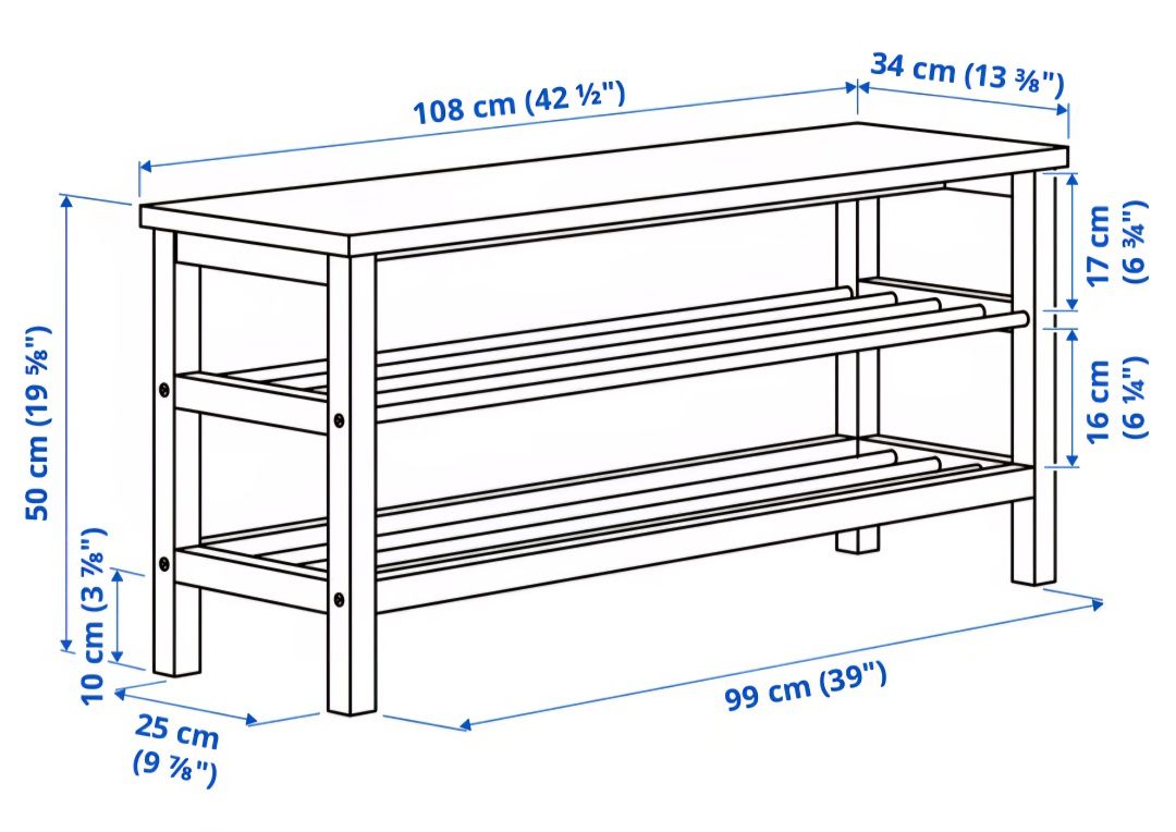 Банкетка обувница скамья Ikea, цвет чёрный.