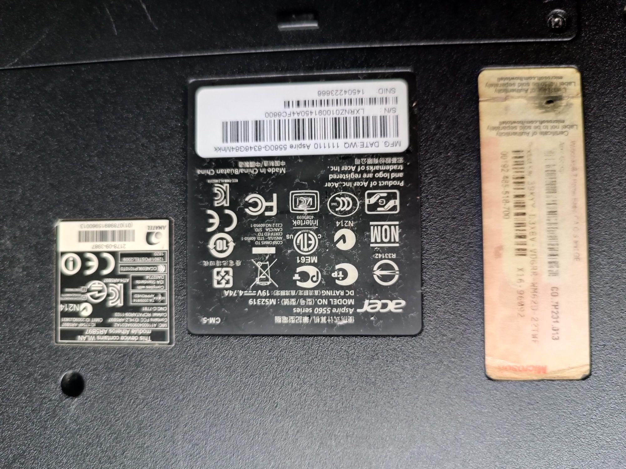 Ноутбук Acer aspire 5560