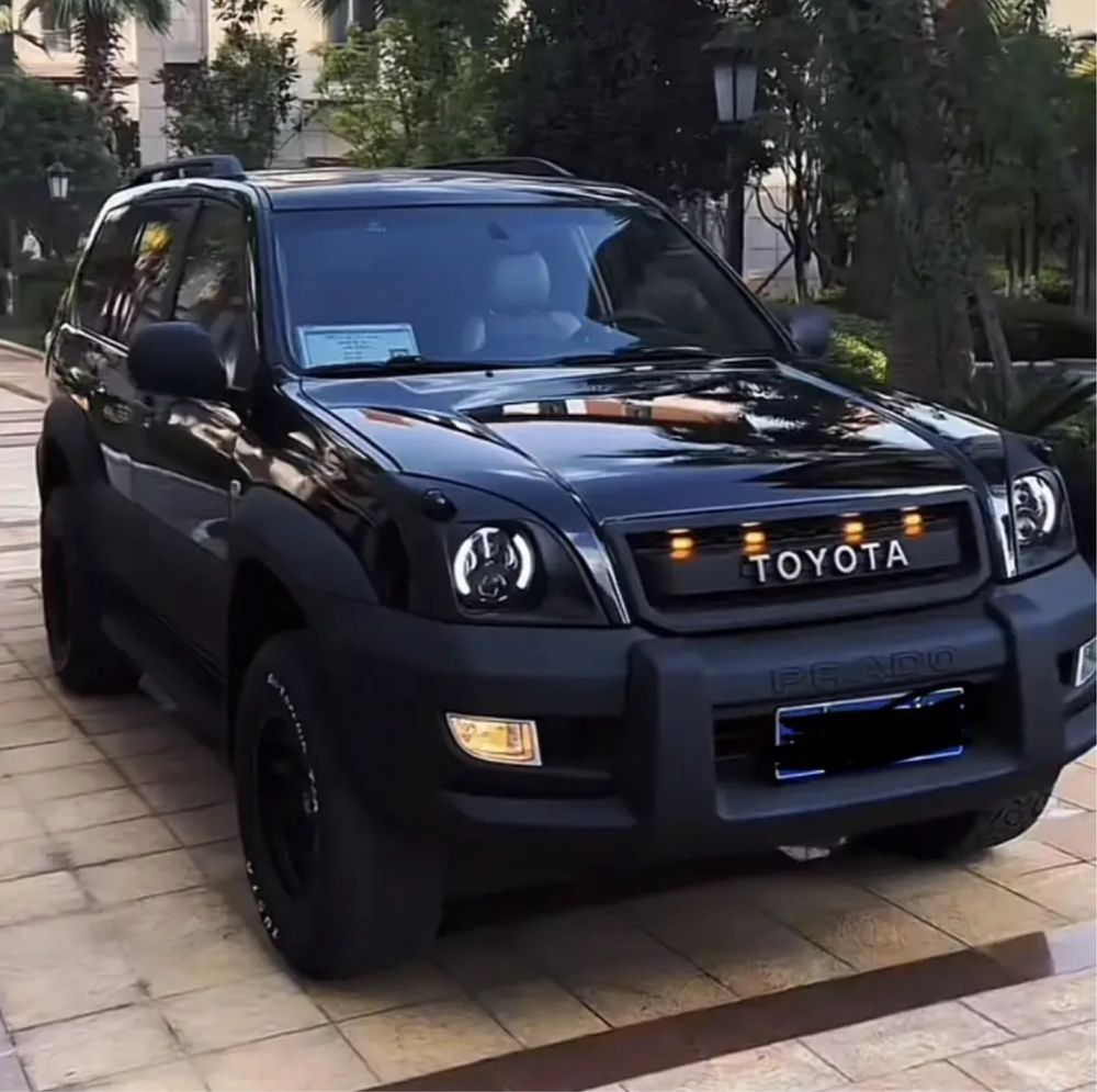 Фары на Прадо 120 led оптика тюнинг решетка радиатора дхо в бампер gx