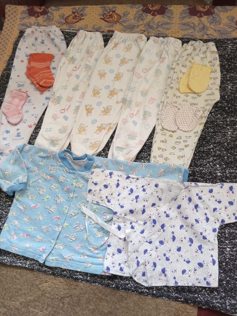 Продам вещи на новорождённых х/б, новые и б/у