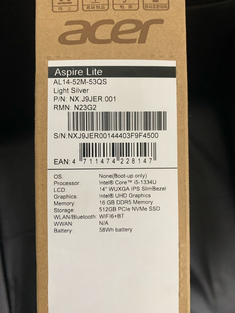 Новый ультрабук Acer 14’. i5-13gen. 16gb ddr5. Полный комплект.