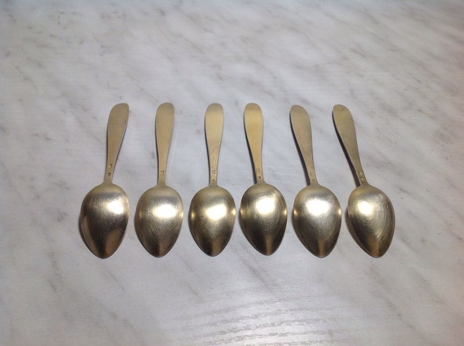 Ложки серебряные кофейные СССР Серебро 875 проба, позолота, советские,