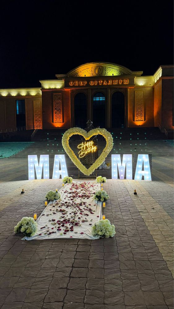 Happy birthday, оформление на день рождение! Буквы Мама фейерверк