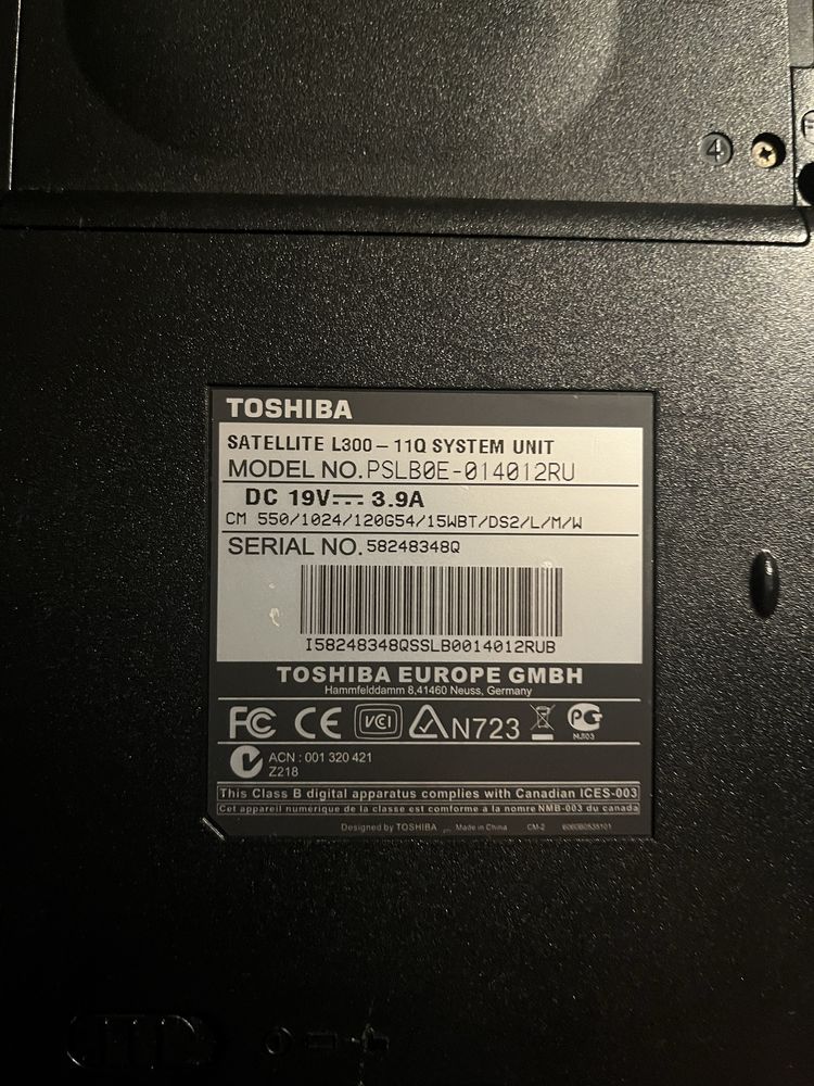 Ноутбук toshiba