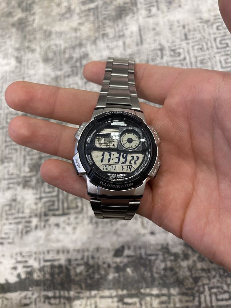 Casio World Time AE -1000W-металлический браслет,10 -летняя батарейка
