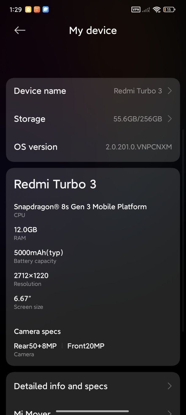 Redmi turbo 3 12/256