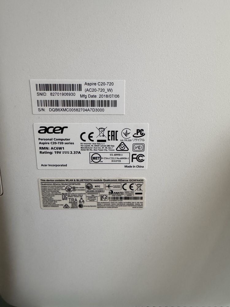Моноблок Acer ASPIRE C20-720 DQ.B6XMC.005