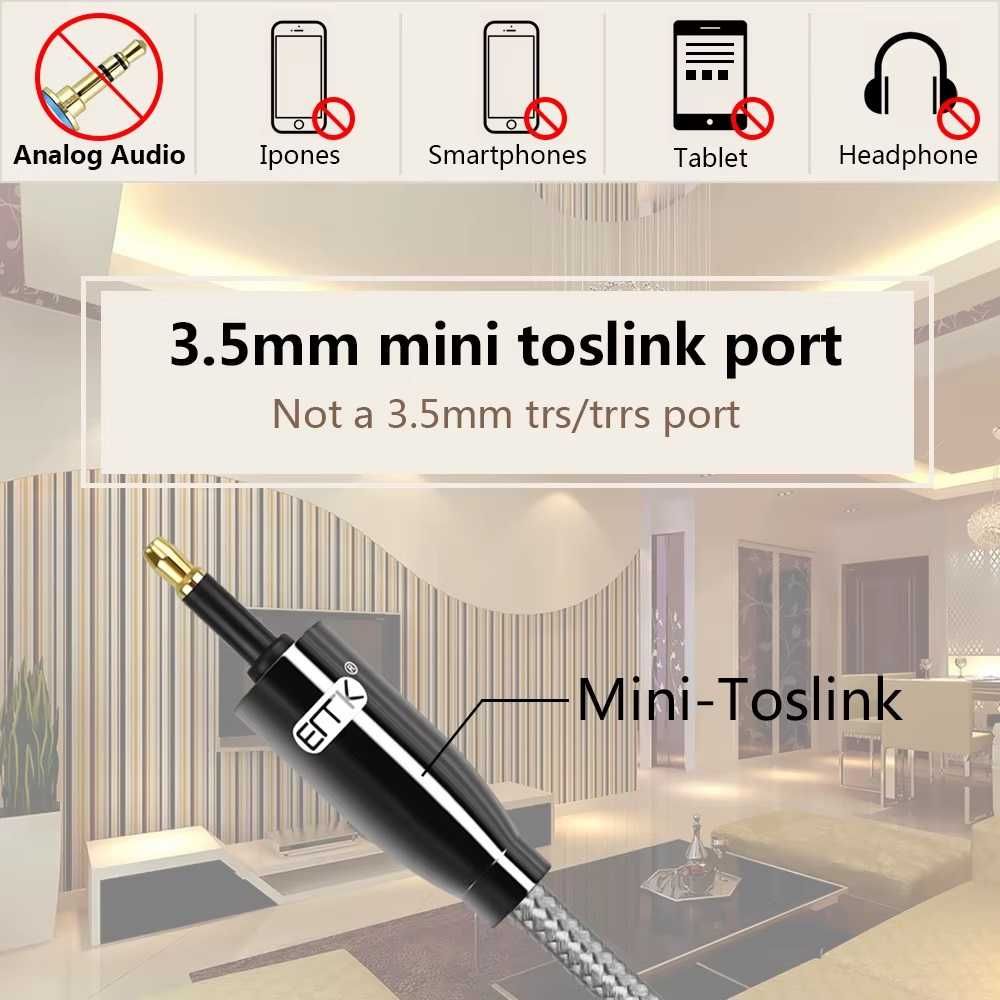 Оптический аудио кабель Toslink для колонок телевизора