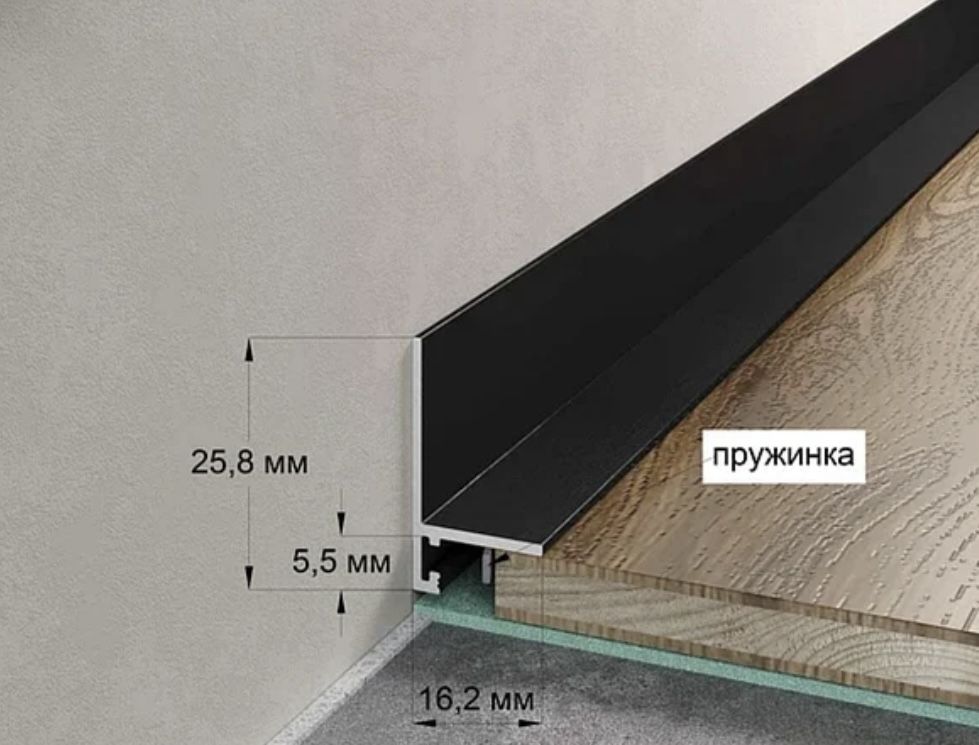 Микроплинтусы алюминиевые, парящие потолки, теневые плинтусы