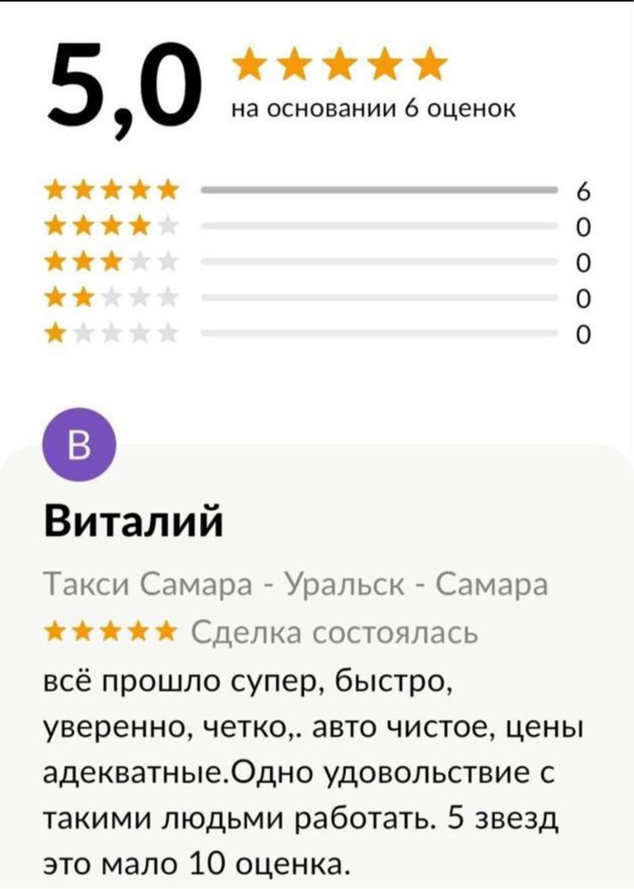 Такси Самара - Уральск - Самара