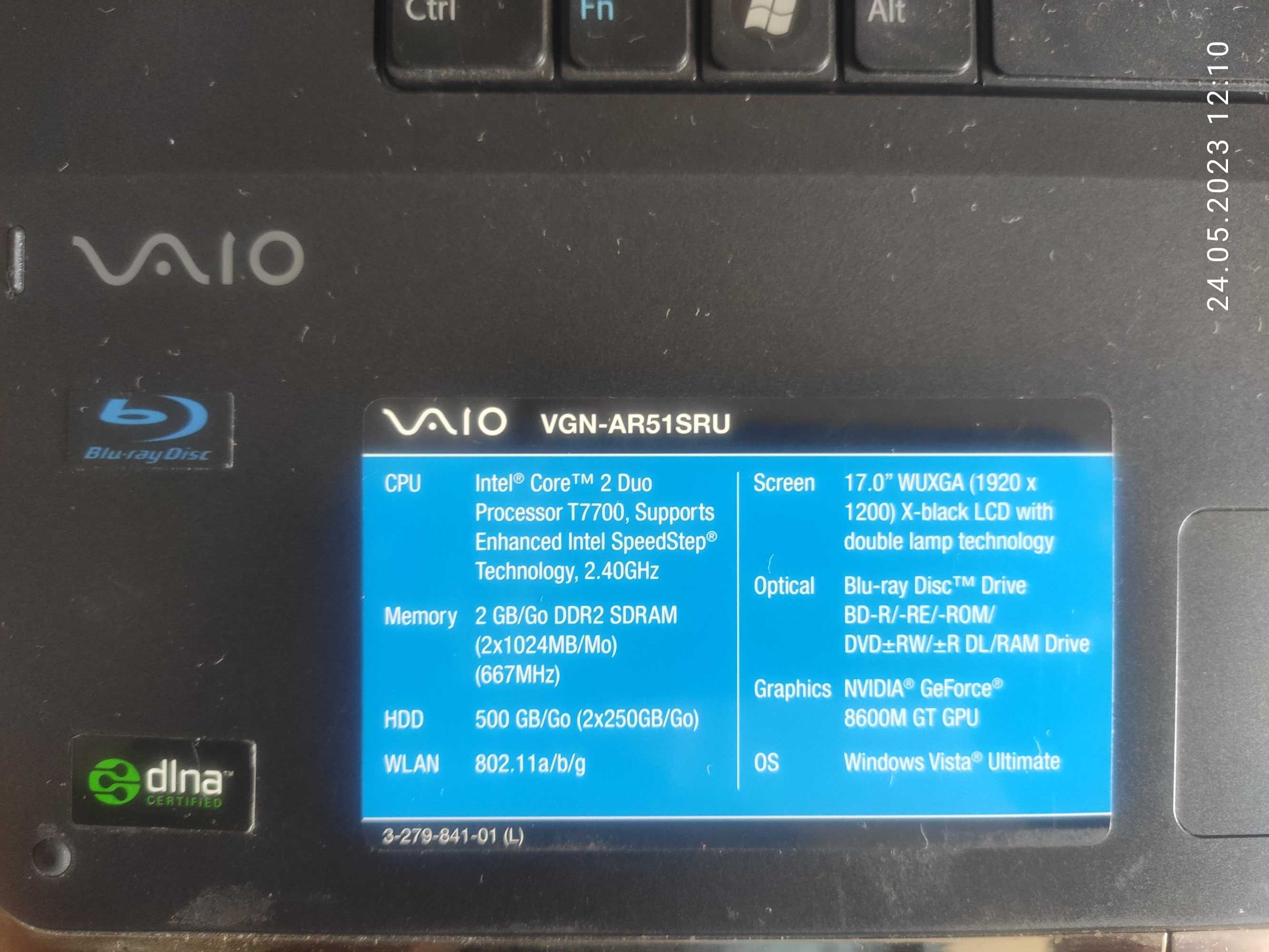 Ноутбук SONY VAIO VGN-AR51SRU запчасти