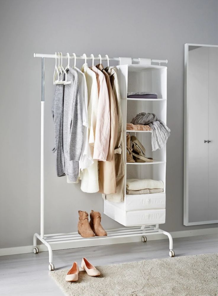 Вешалка напольная IKEA РИГГА металл, 111x175 см, белый