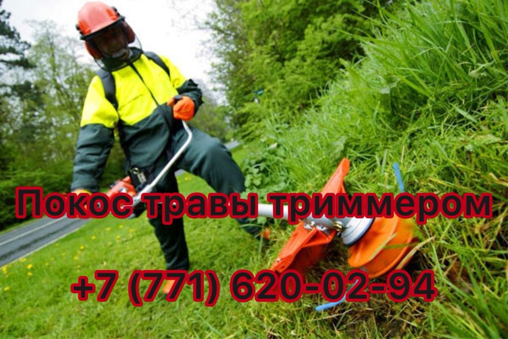 Покос травы тримером