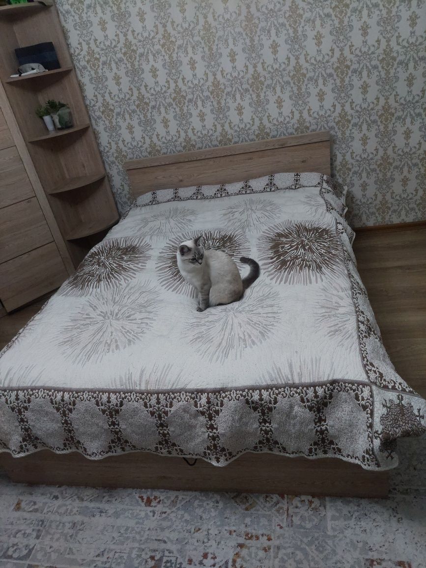 Кровать, рабочий стол, шкафы