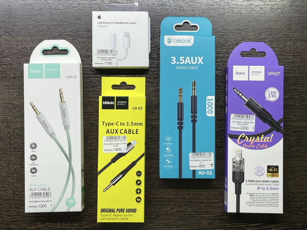 AUX провода, USB провода, переходник lightning, type-c, наушники